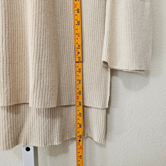 FREE PEOPLE Women's Criss Cross Pull-Over Cream Long Slit Tunic Sweater Sz L - Picture 14 of 14